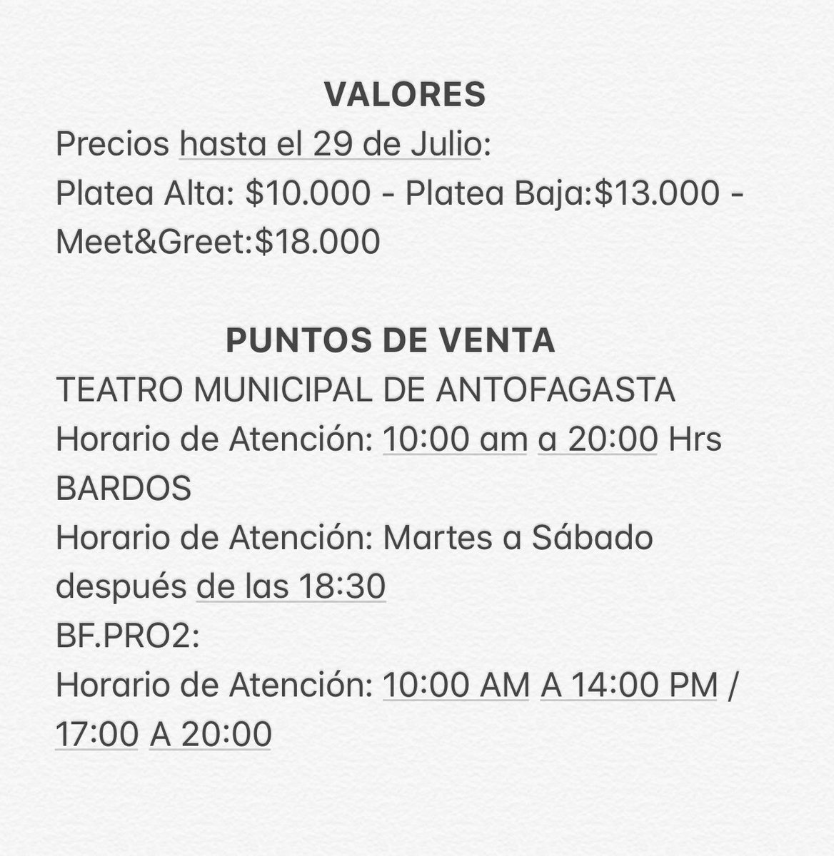 RockCuna's tweet photo. Valores y Puntos de Venta , concierto @kuervosdelsur @CunadeBarro - 31 de Julio - Teatro Municipal !! @DocRockandRoll @diarioafta @Culturaafta @futurofm #Antofagasta #rock #Musica @AntofagastaTV https://t.co/AXpOUZIOIB