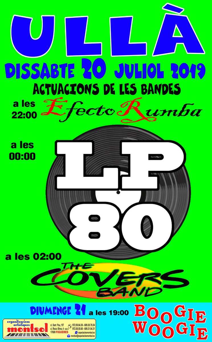 Si os lo queréis pasar bien con la mejor música   pop/rock de todos los tiempos este es tu sitio‼️

➡️Vente a ver al mejor tributo del momento <a href="/TheCoversBand1/">The Covers Band</a> este sábado 20 de julio a #Ulla #Girona

Una banda que os encantará 👌💯🔝