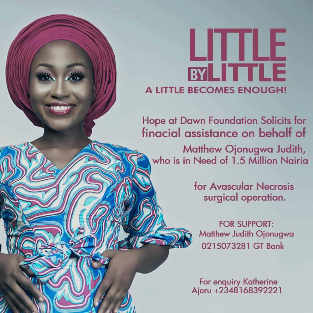 healthertainer's tweet photo. Hello people, 

One of my volunteers @judit_matthew is trying to raise money for her surgery. She has Avascular necrosis of the hip bone and would require replacement.

You can find details in the flyer below.

Kindly RETWEET 🙏🙏

Thank you and God bless. https://t.co/Cq87Tl8eGH