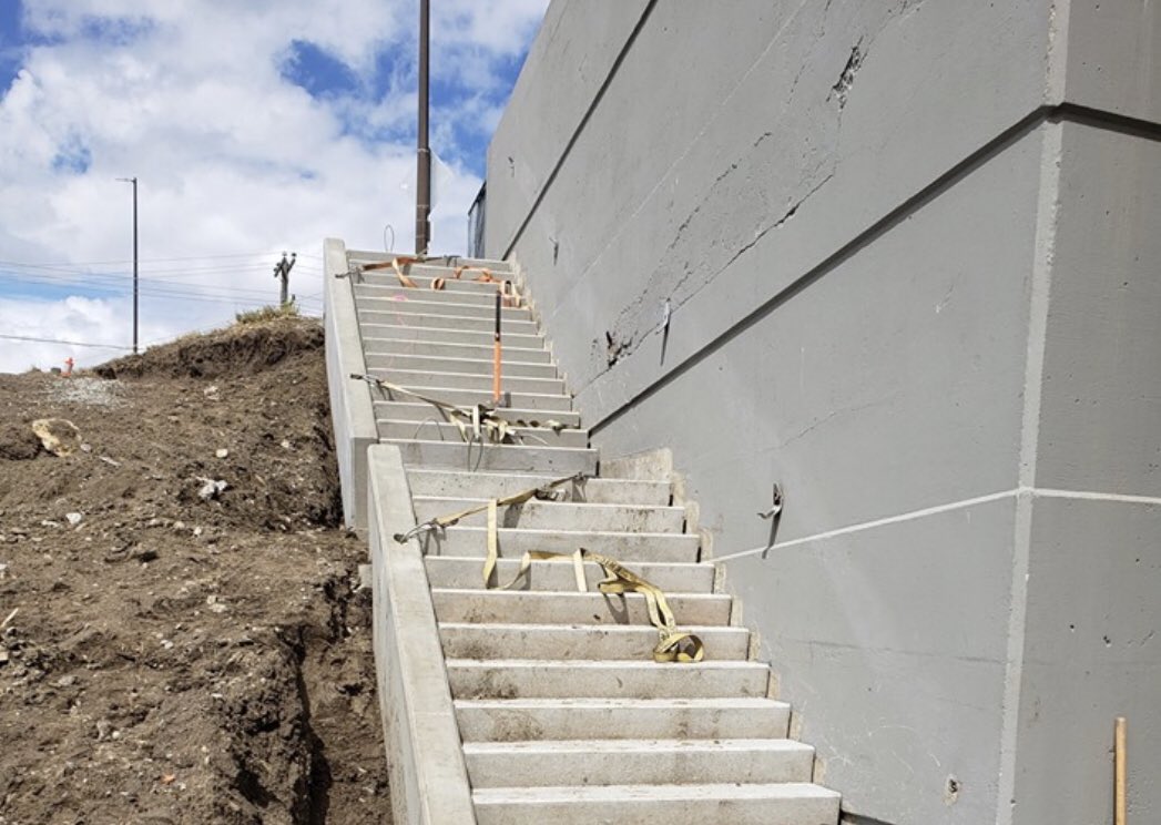 UPDATE: <a href="/City_SC/">Swift Current</a> 2nd avenue overpass project. Pre-cast stairs installed rather than usual pour in place. Project should be completed next week. Gallery here: silverlineconstruction.net/2nd-avenue-ove…