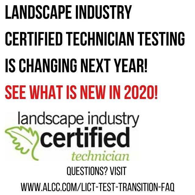 LandscapeInCO's tweet photo. Changes are coming to Landscape Industry Certification testing in 2020. Check out our FAQ page, https://t.co/XlcAzmhcpv, for more information. #alcc #testtosuccess #lict #nalp #getcertified https://t.co/JNGxTWHzgP https://t.co/QBrmqeU8r0