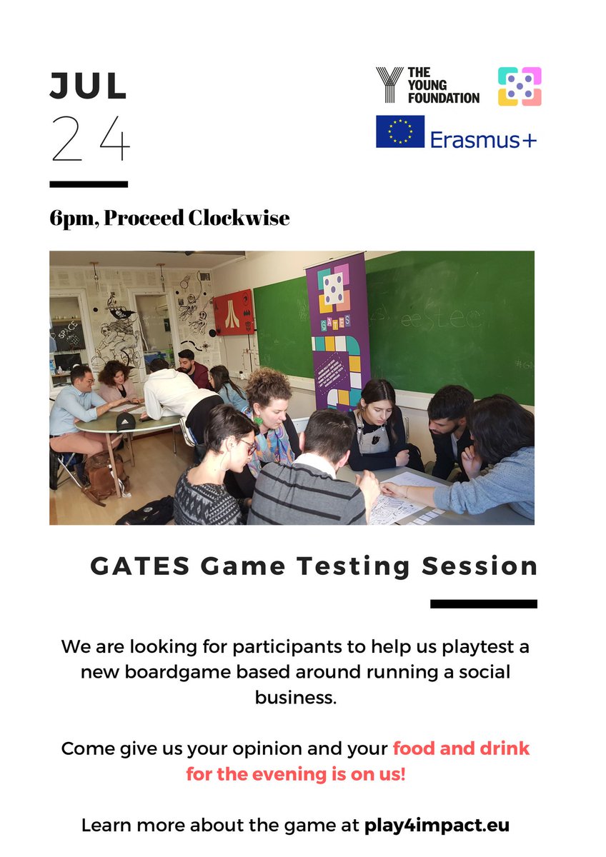 Game testing with <a href="/the_young_fdn/">The Young Foundation</a>. Drop by on July 24th to give them your opinions and grab some pizza 🍕 🎲🎲