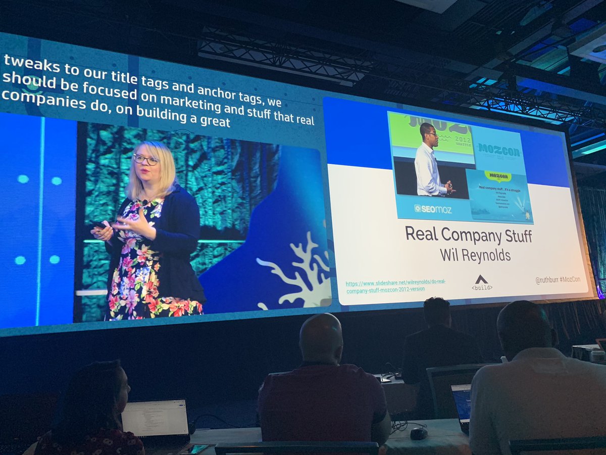 AndiRobbins's tweet photo. It's STILL all about the Real Company Shit, folks. #mozcon @wilreynolds https://t.co/Z6pN21vOdP