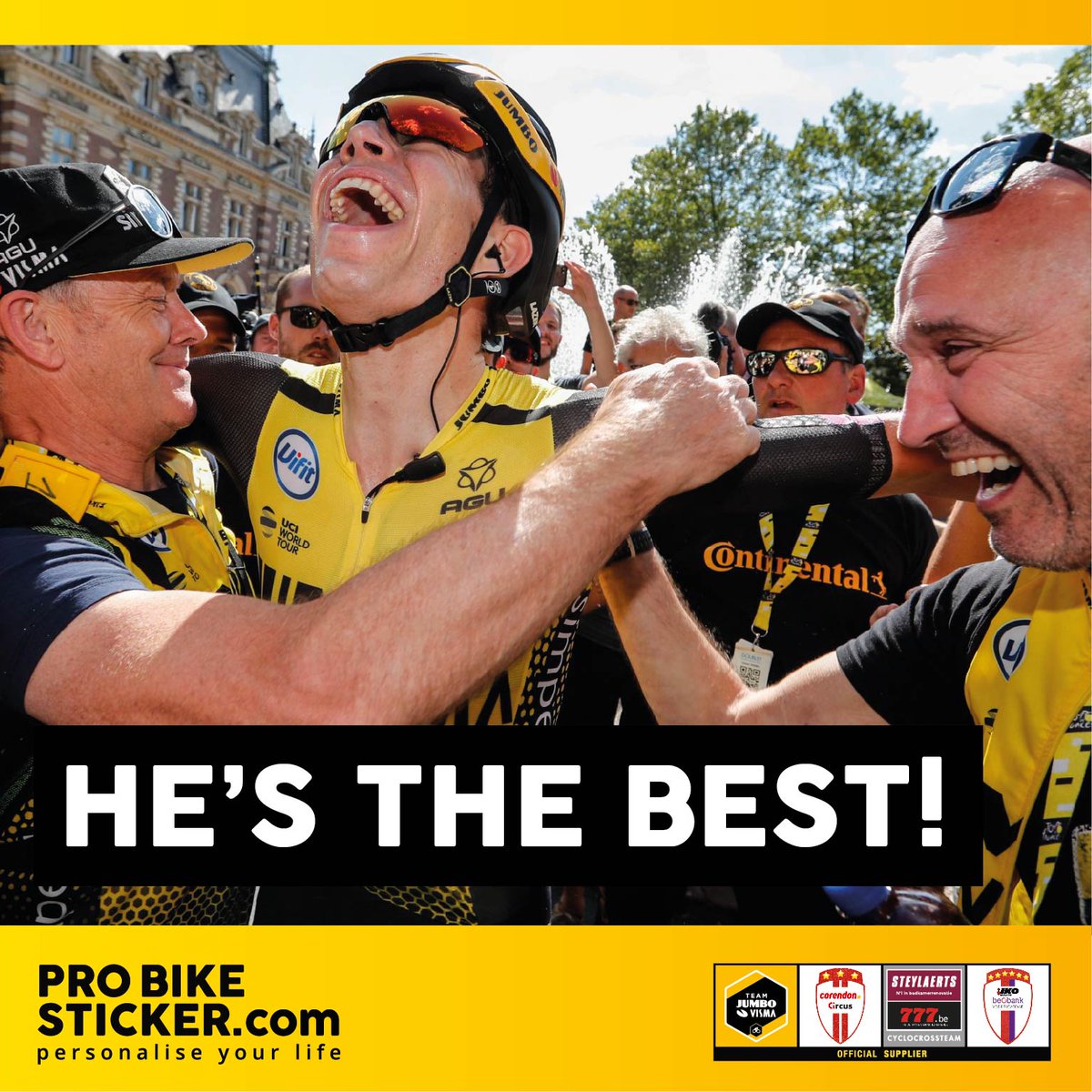 probikesticker's tweet photo. What a win in this great stage!
To celebrate this, you'll get a 10% discount on our name stickers (@WoutvanAert also uses this ones). Use code 'VANAERT'.
Be quick, because this only applies today. Go to https://t.co/HuUEP1ikan
#proudsupplier #namestickers #jumbovisma #vanaert https://t.co/Btpejh8nZe