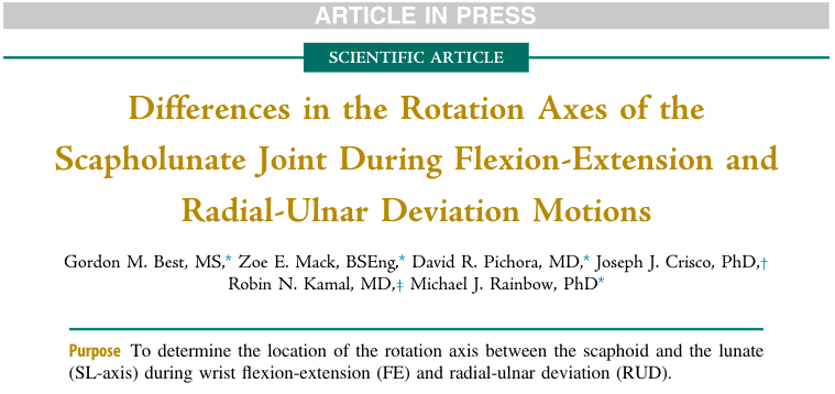 VOICEScenter's tweet photo. Check out our latest #kinematics article: Differences in the Rotation Axes of the Scapholunate Joint During Flexion-Extension and Radial-Ulnar Deviation Motions. https://t.co/z1Fa5G5Xlq #lunate #scaphoid #SLIL https://t.co/hd0UHRHX5P