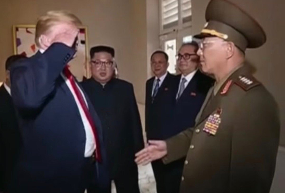 Here is Trump saluting an actual communist while hanging with his favorite communist dictator. I don’t see “the squad” anywhere. Don’t buy his bullshit. He’s the traitor. #TrumpPutinKimMBS #MoscowTower #TreasonSummit #PutinsPenthouse