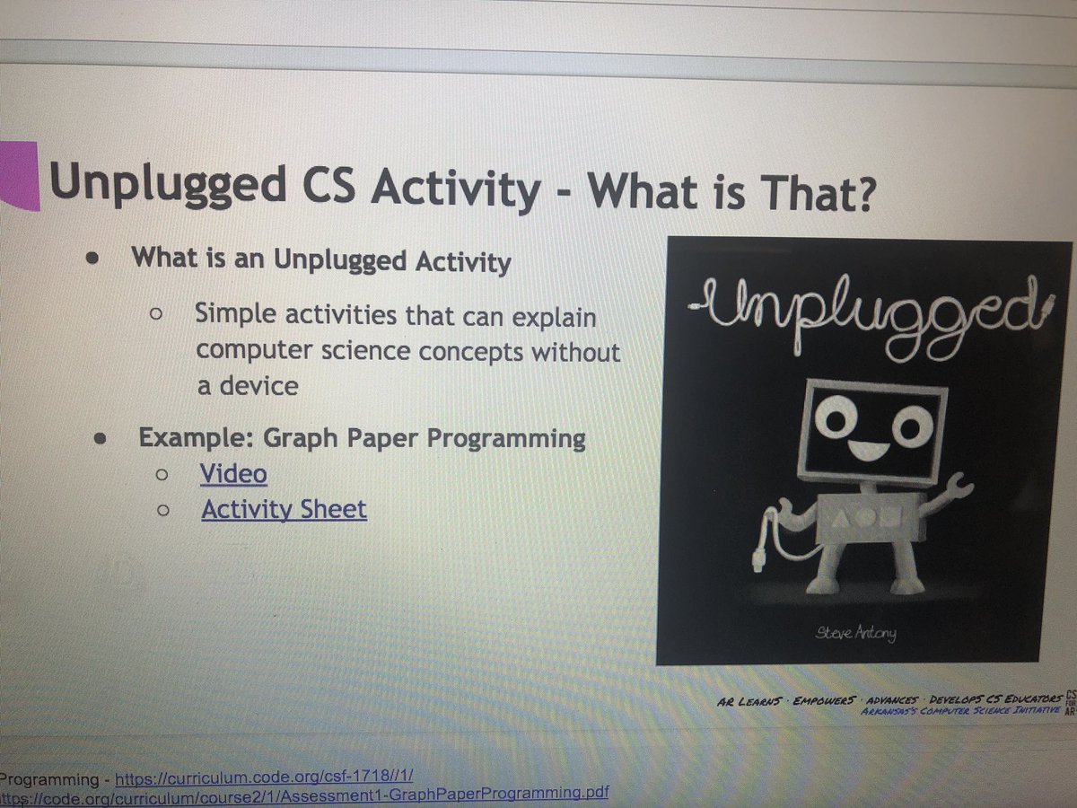 K8 Lead Teacher Session: Unplugged #CSforAR #ARKIDSCANCODE <a href="/BombersMh/">Mountain Home Public Schools</a> <a href="/EthridgeMichael/">Michael Ethridge EdS</a>