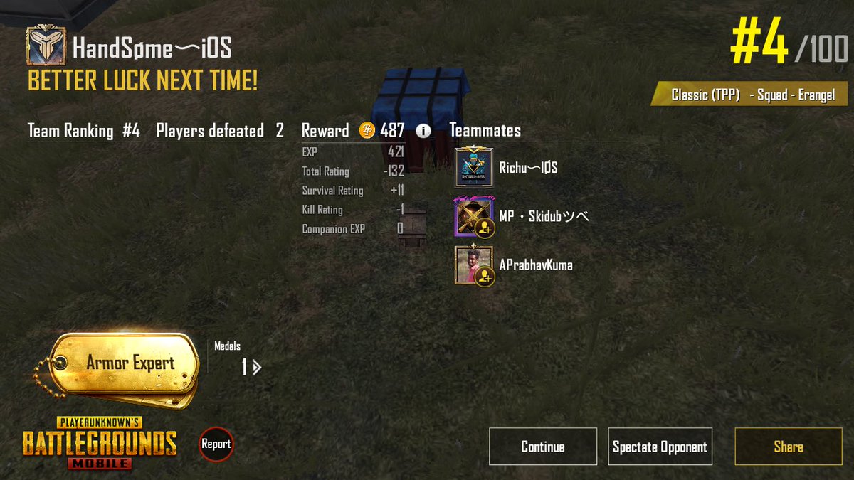 i_ramparthy's tweet photo. @PUBGMOBILE @PUBG @PUBG_Support  @PUBGMOBILE_IN @PUBG  why is this happening top4 and 2kills also why I got -132 please fix this https://t.co/gK1whuVvuk