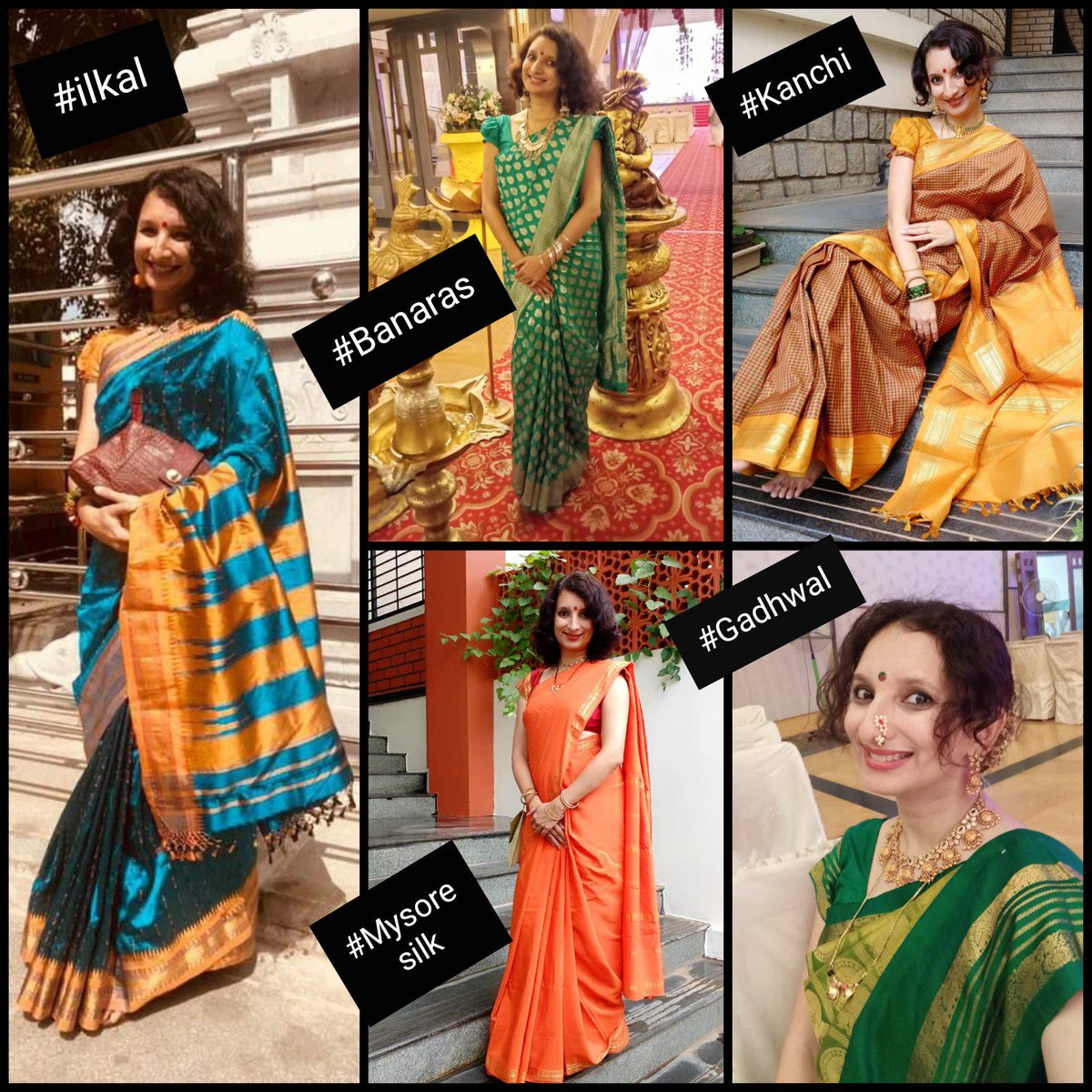 #SareeTwitter #sareelove #handloom #silk #ilkalsilk #benarassilk #kanchisilk #mysoresilk #gadhwalsilk few of my favs 😍🤩