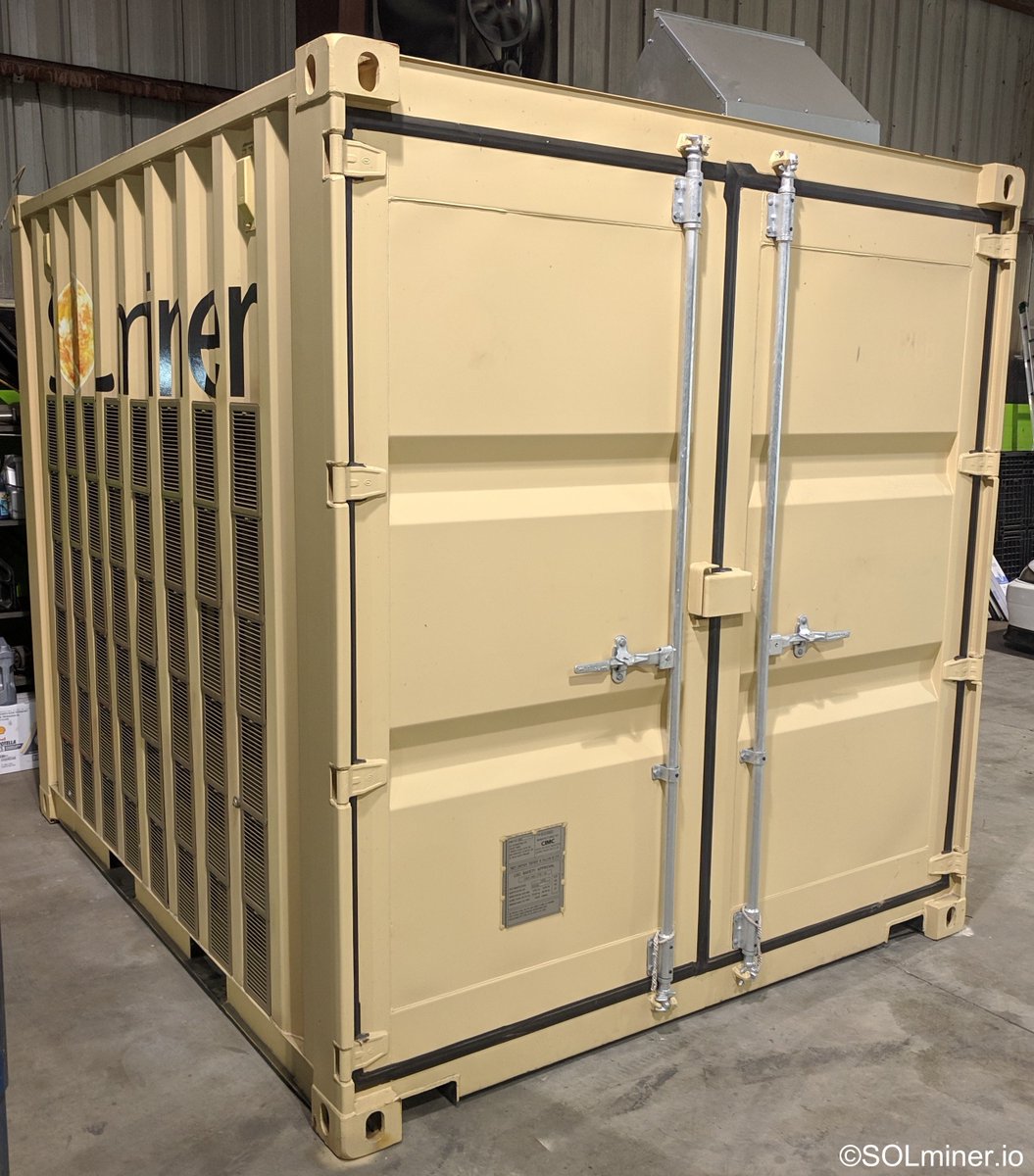 SolminerI's tweet photo. The SOLminer Cube is a 10 foot shipping container with approximately 10,000 mH/s of mining power. It’s the perfect solution for building scalable and easily relocatable mining farms.
https://t.co/rdzRinJzEl https://t.co/0S821GtSkd