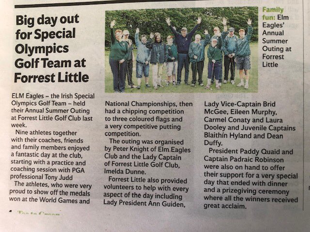Good coverage for SOER golf club Elm Eagles - A great day for all who were there.      Well done Peter and Team ⁦<a href="/SOEastern/">Special Olympics Eastern Region</a>⁩ ⁦<a href="/SOIreland/">Special Olympics Ireland</a>⁩ ⁦<a href="/Forrestlittle/">Forrest Little Golf</a>⁩
