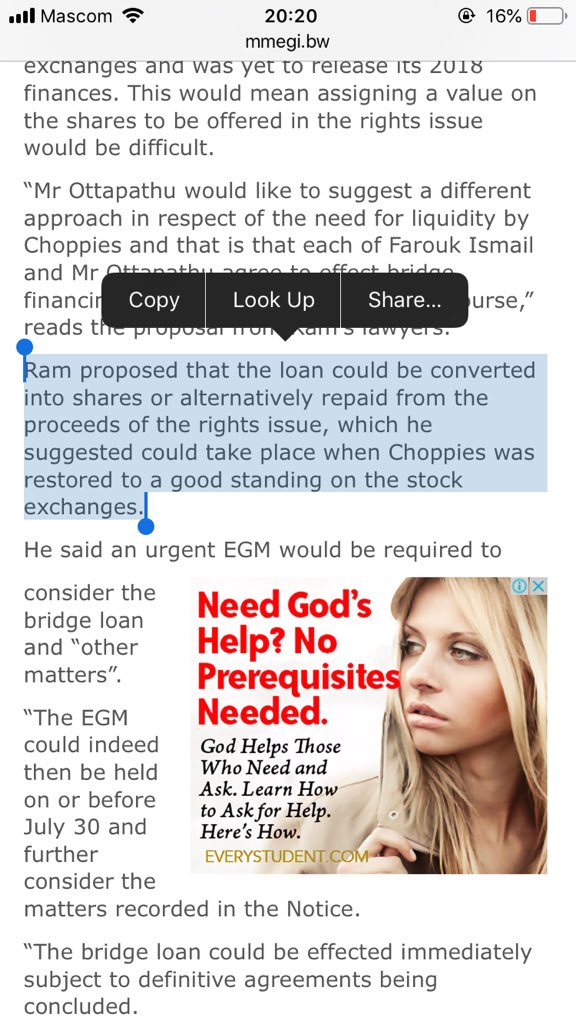 Those that got Choppies into trouble now want to steal the it under the guise of helping it. Permanent reputational damage for this lot.