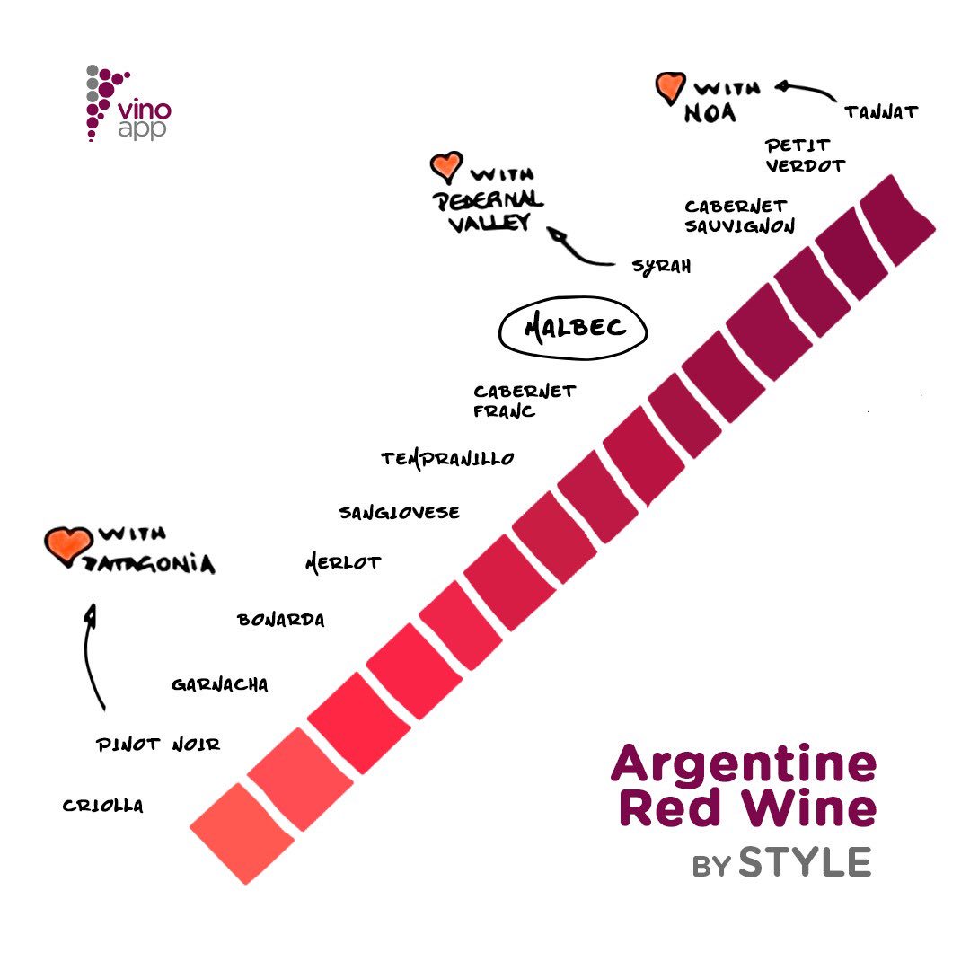 In Argentina, you can find varieties from all over the world, but if you want to get a clear picture of how they behave in our country and which are those that have enough planted surface to be representative, maybe this graphic can help. 🍷🇦🇷