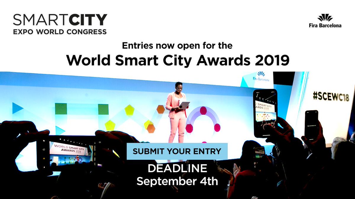 🏆  Entries now open for the #WorldSmartCityAwards <a href="/SmartCityexpo/">Smart City Expo World Congress</a>: A global recognition for pioneering ideas, projects and #cities promoting #sustainable and #inclusive urban development

Send your proposal 👉bit.ly/2RAjdbT   

#SCEWC19 #smartcities