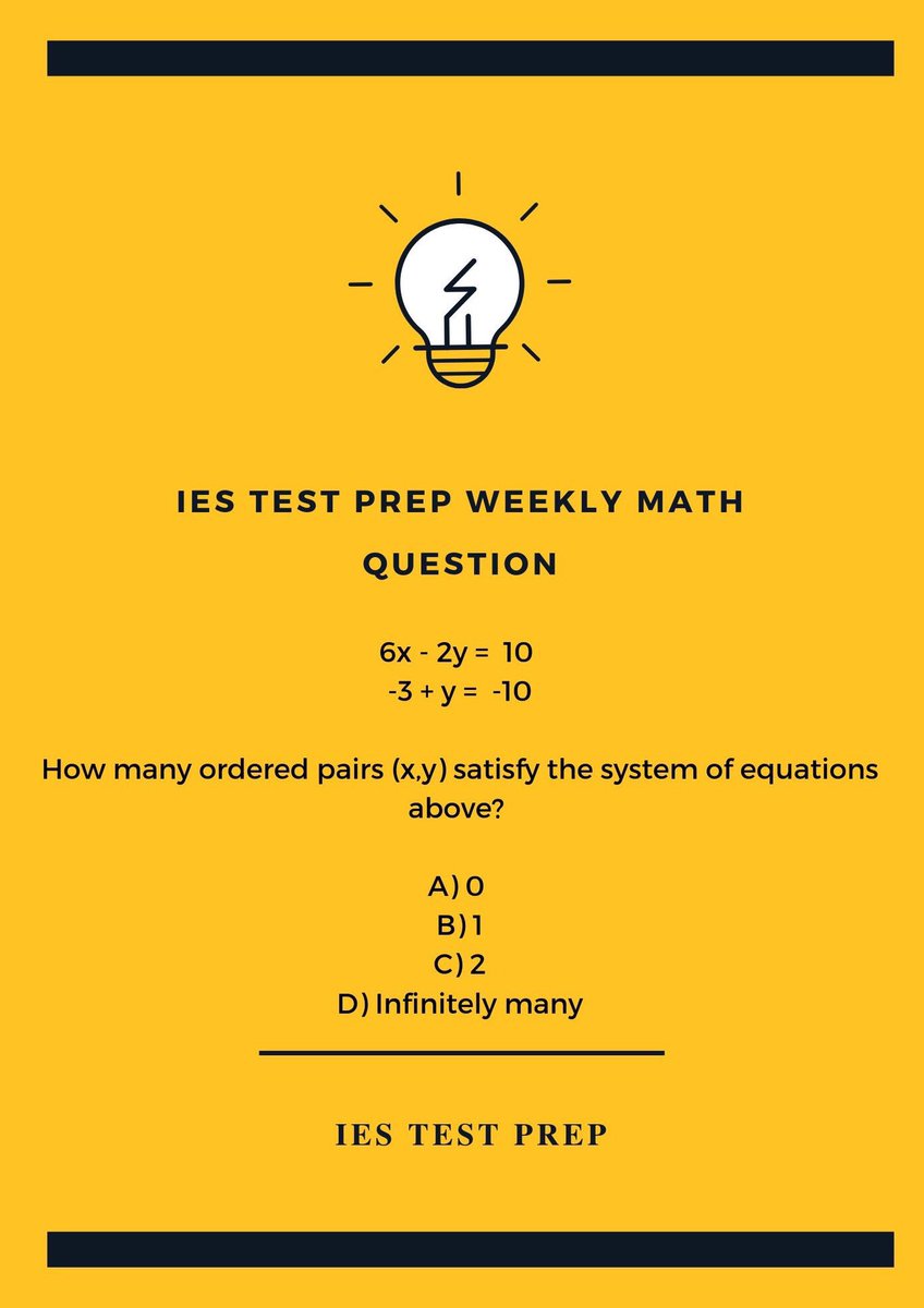 IESTESTPREP's tweet image. .Monday Math Tips! 

Can you find the correct answer to our #SAT #mathsection question? 

Comment with answer choice below: 

#SAT #ACT #NewYork #NewJersey #StudyGram #StudyMotivation #studying #studytips #tutor #privatetutoring #privatetutor