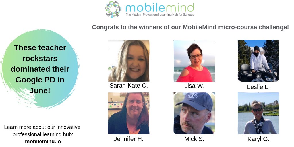 MobileMindEDU's tweet photo. Congrats to the winners of our June Google PD challenge *and* back-to-school Office Depot gift cards! 😀

#mobilemindedu 
#professionaldevelopment #googleedu #gsuiteedu #edtech https://t.co/lUyhBpFS1y