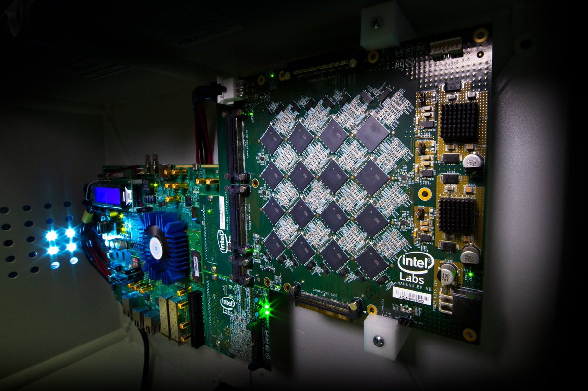 Saigarich's tweet image. Intel Pohoiki Beach is 16-chiplet system with 8 million neurons, 132 billion transistors and Python API.
The 16 dies are Loihi - neuromorphic research test chip that uses an asynchronous spiking #neuralnet (SNN) #neuralhardware
tomshardware.com/news/intel-neu…