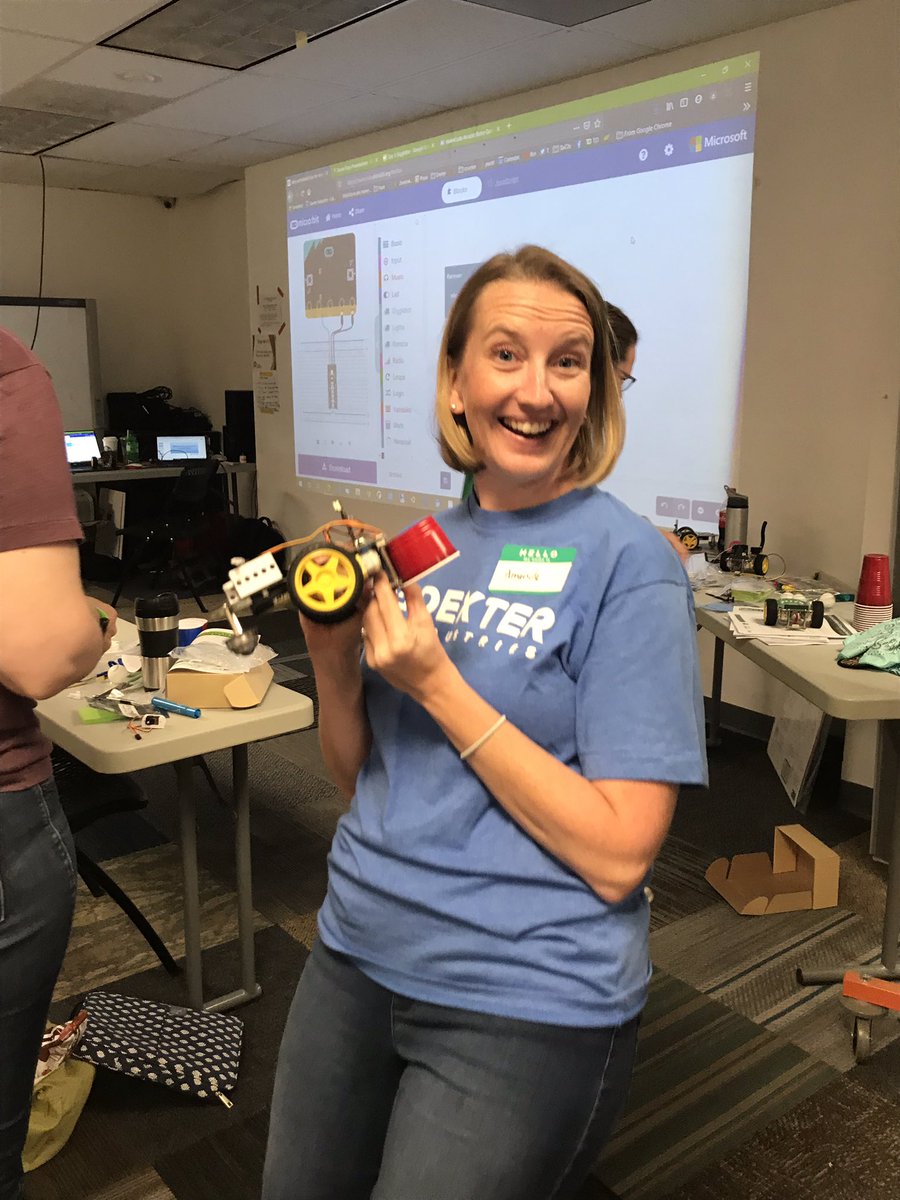 dexterind's tweet photo. Our educators are deep into planning as they create & program a project, using the GiggleBot & what they learned today. #DexterDays2019 #Robotics #GiggleBot #MakeCode #Microbit #HavingFunCoding @NovaLabsRobotic https://t.co/t7z9JiVSJv