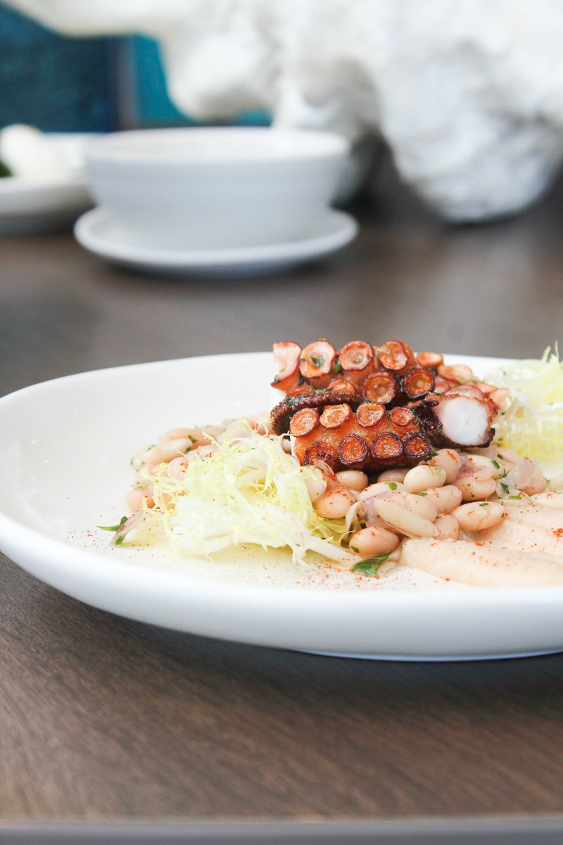 How our Monday is looking // Grilled Octopus with smoked white bean puree frisée, lemon vinaigrette