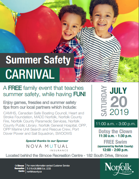 NovaMutual's tweet photo. @NovaMutual is pleased to be the keys sponsor of the @NorfolkCountyCA 🌞Summer #Safety Carnival🌞 on SAT/JUL/20 from 11am-3pm at the Simcoe Rec Centre. Families can enjoy a FREE SWIM, freezies, games and presentations from community #safety partners. #WhereCommunityMatters https://t.co/EOh7Qb6t9h