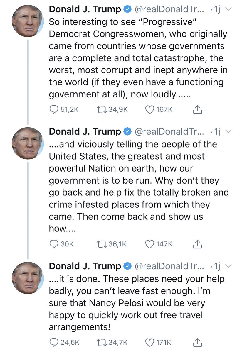 cedricfaiche's tweet image. Juste pour qu’on sache bien de quoi on parle.
Ce tweet du président américain, c’est comme si un président français avait dit à Rachida Dati ou Christiane Taubira de rentrer chez elles.
#Trump