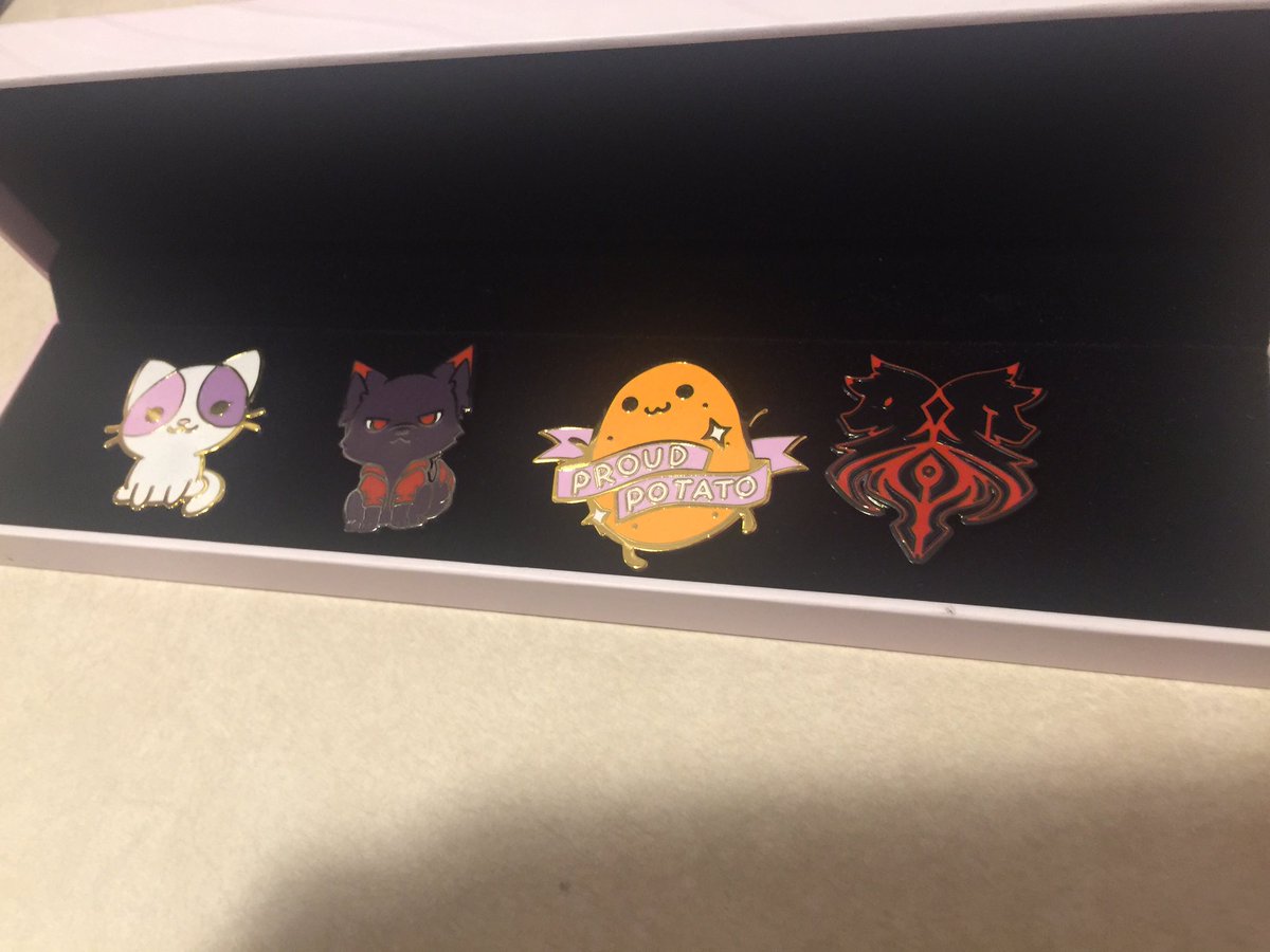 Melissa17255105's tweet photo. I’m so happy I just received the limited pin box today! There so cute!!!! #Aphmaumerch #Aphmau I am a proud potato now >:3 https://t.co/KtM2J2udMq