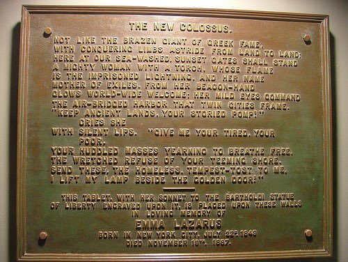 TheDougLange's tweet image. “Give me your tired, your poor,
Your huddled masses yearning to breathe free,
The wretched refuse of your teeming shore.
Send these, the homeless, tempest-tossed to me,
I lift my lamp beside the golden door!” From The New Colossus - Emma Lazarus
#betterwords #bebetter