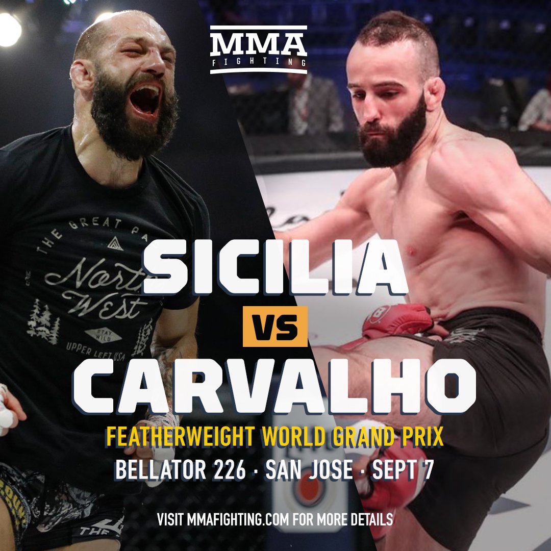 MMAFighting's tweet photo. The opening round of #Bellator's Featherweight Grand Prix kicks off at #Bellator226 in San Jose! Which fight are you most looking forward to? #BellatorWGP https://t.co/MUuQfftU6E https://t.co/IK3ukCsaNM