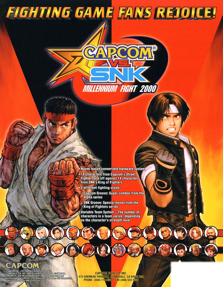 2000 arcade promo flyer for Capcom vs. SNK: Millennium Fight 2000