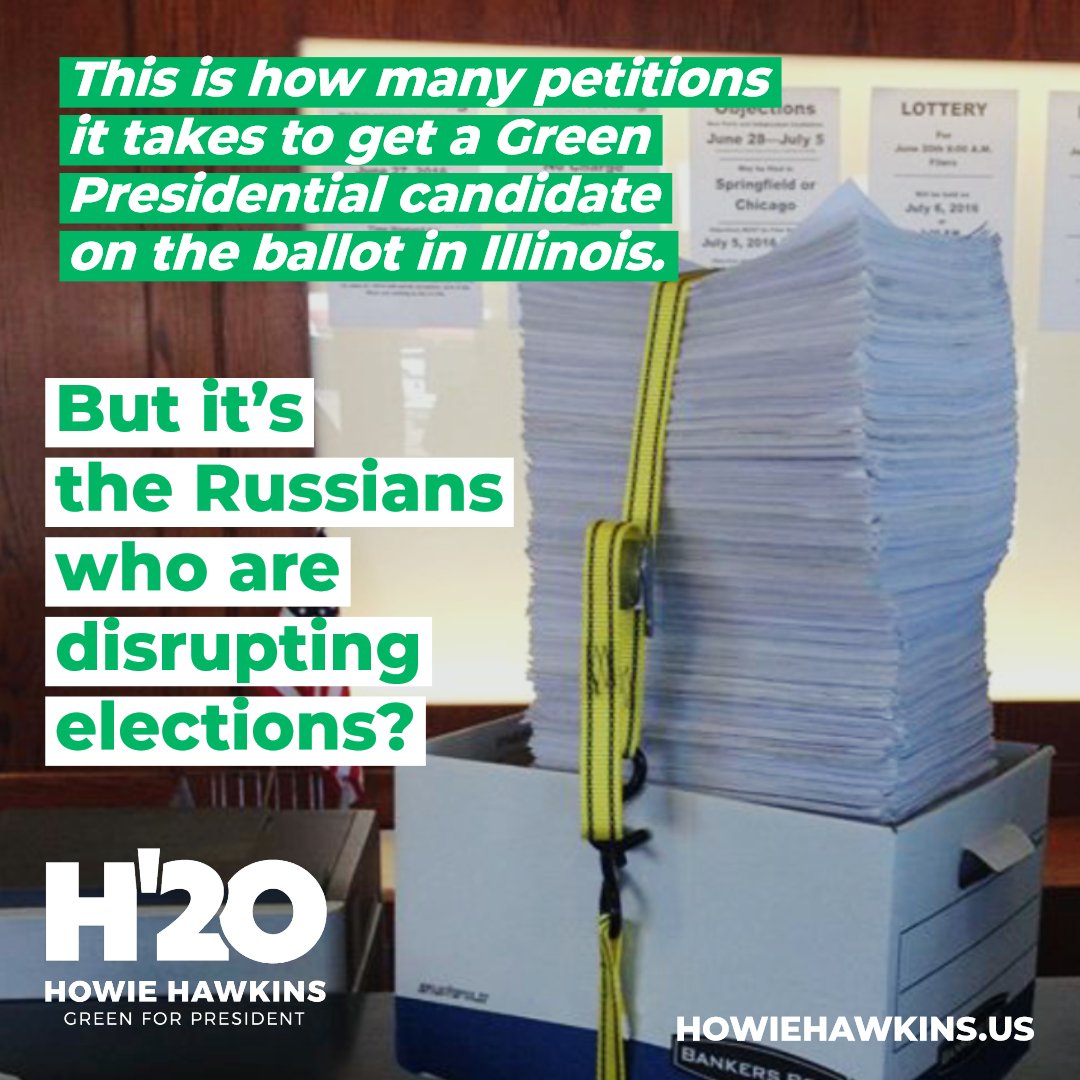 Ballot Access repression is a major obstacle for third party candidates around the country.  Every state/territory has its own unique laws, many of them very anti-democratic.  As Greens we must navigate and overcome barriers, such as those in Illinois. 

howiehawkins.us/ballotaccess