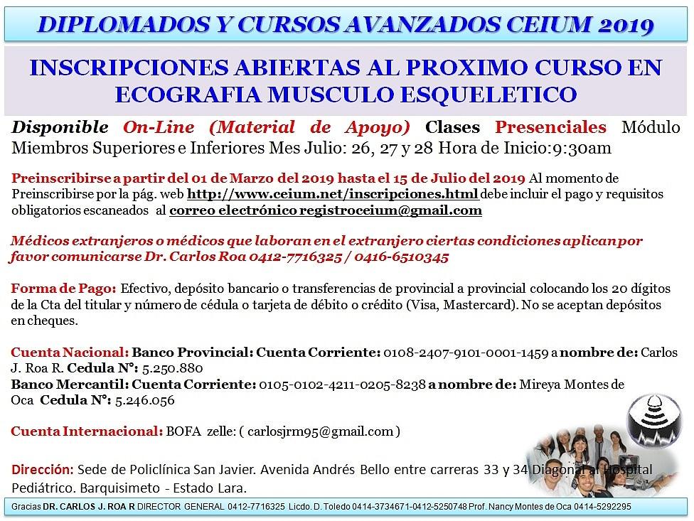 ceium's tweet photo. CEIUM te invita próximo curso teórico práctico de Ecografía Músculo esquelética dirigido por el Dr. Carlos Roa https://t.co/wjRiNLByOb