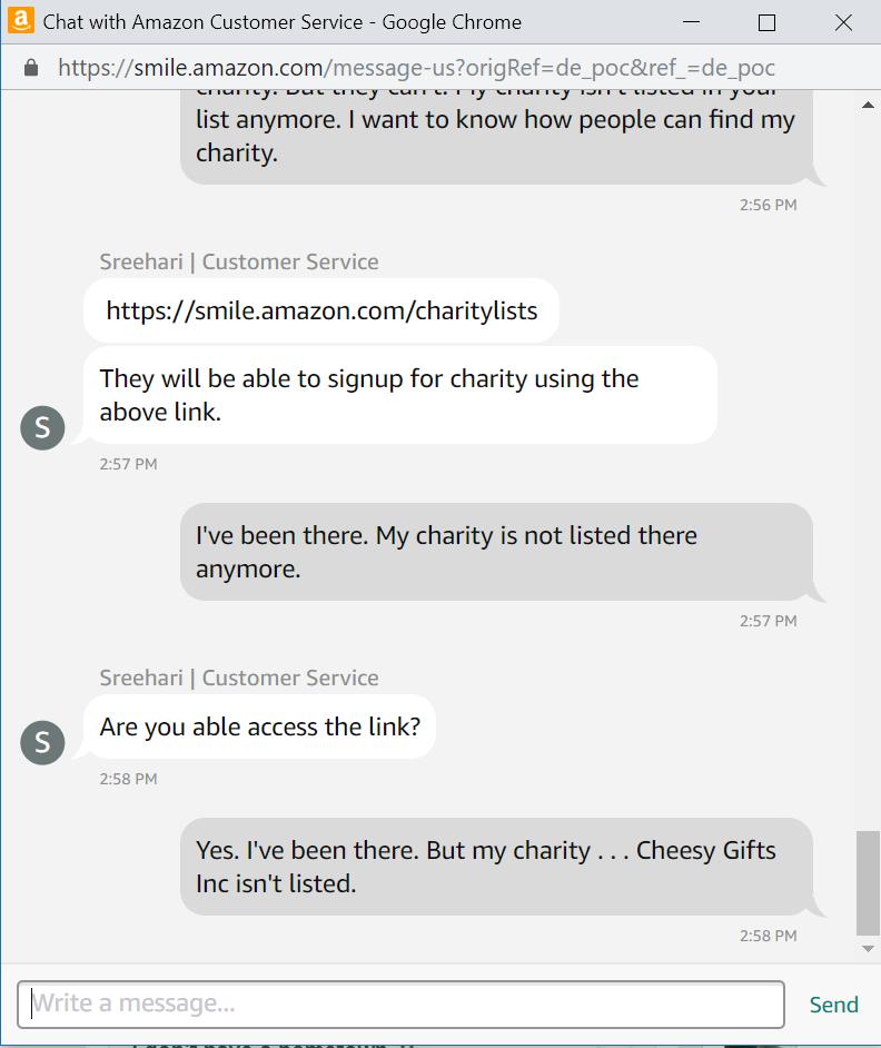 CheesyGifts's tweet photo. @amazon @amazonsmile Please help. This was sooo frustrating. Grrr. https://t.co/8VqitHAzBR