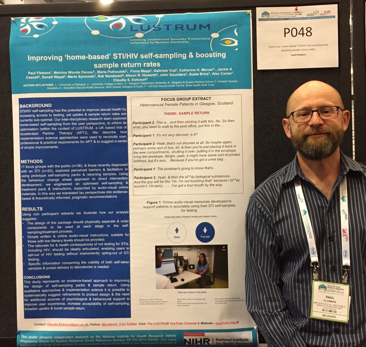 LUSTRUM_5's tweet image. P048 Improving ‘home-based’ STI/HIV #selfsampling and boosting sample return rates @PaulFlowers1 #ISSTDR2019