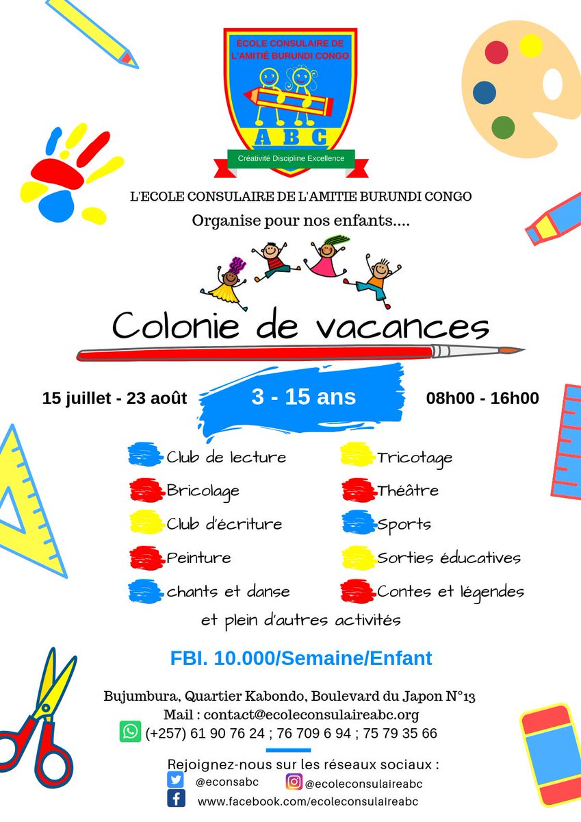 econsabc's tweet photo. Nous invitons vos tout petits et vos adolescents à nos séances de créativité, organisées et suivies par nos encadreurs, d’une manière professionnelle et ludique.
Bienvenue à tous. https://t.co/EC3l4MmShh