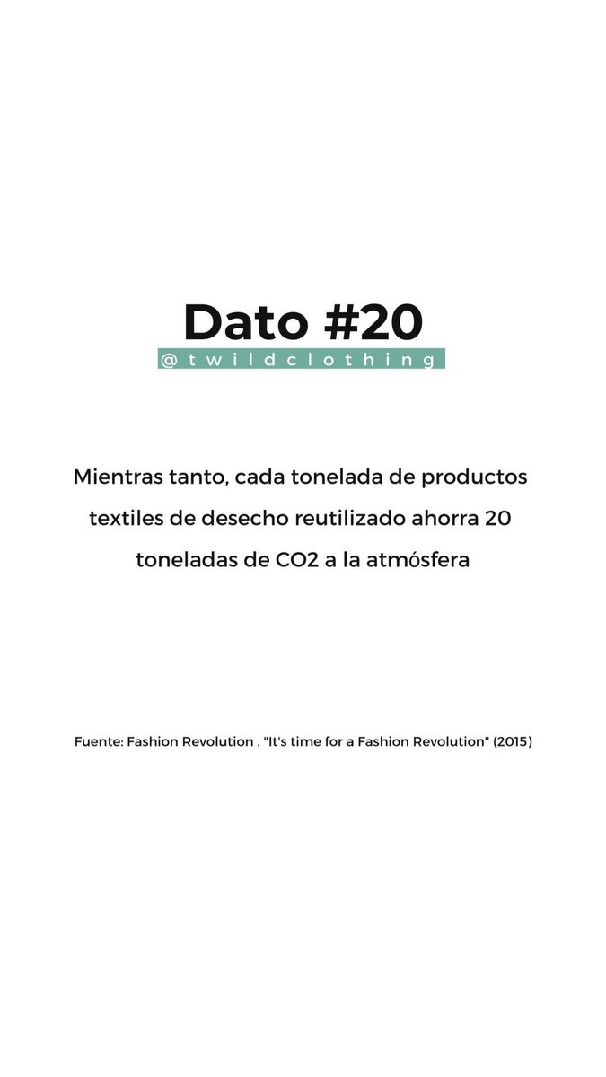 #Dato20 Cada tonelada de peoductos textiles de desecho reutilizado, ahorra 20 toneladas de CO2 a la expulsados a la atmósfera.

Fuente: developmenteducation.ie/media/document…