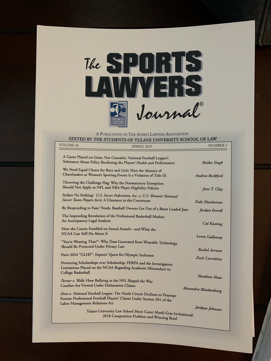 dalehutch12's tweet photo. Excited to get my copies of The Sports Lawyers Journal. I’ve never considered myself much of an academic writer, but here I am haha. Thank you to my advisor and editors as well as to Tulane Law for publishing. I hope any who had a chance to read my piece enjoyed it! #Sportslaw https://t.co/2BrQ09OAnP