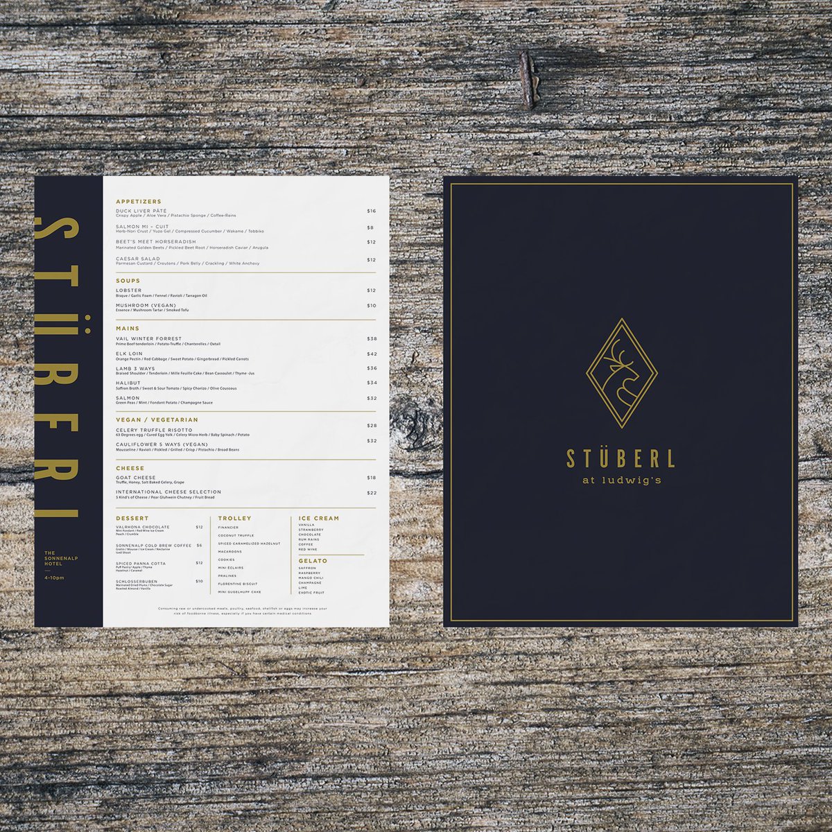 970design's tweet image. Exciting work from this past winter with the @SonnenalpVail. Branding and menu design for their winter-exclusive restaurant, the Stuberl. Already can't wait for winter to be back again. #970design #menudesign #designinspiration