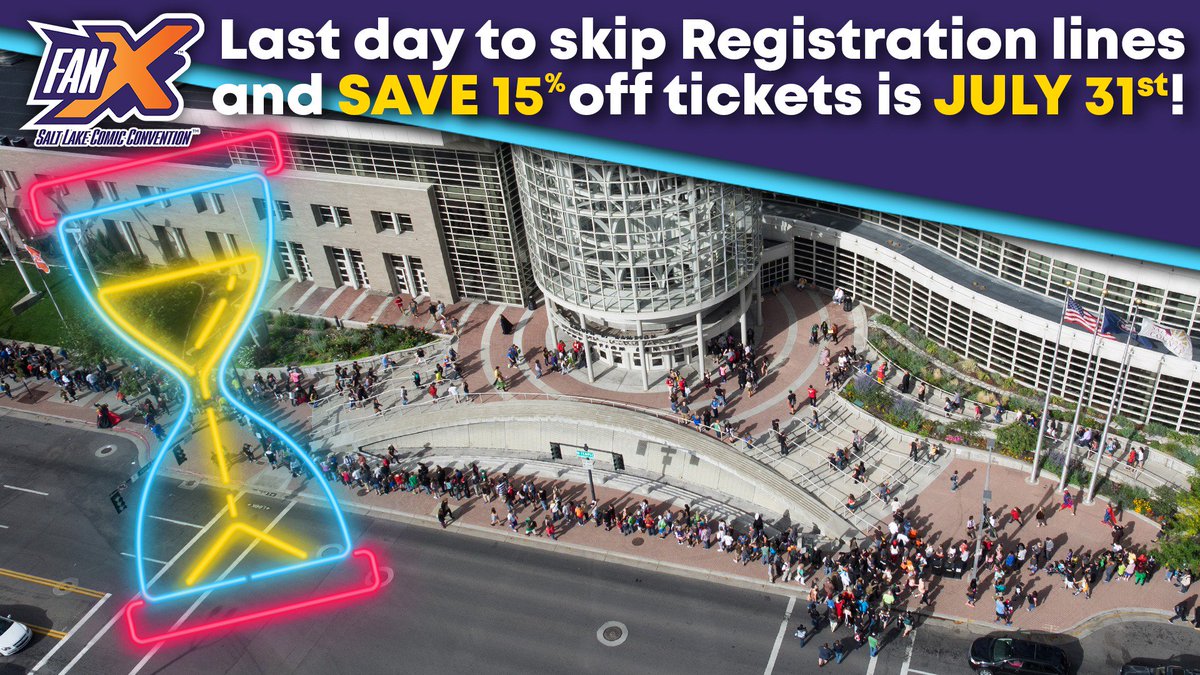 fanxsaltlake's tweet photo. 🚨SHIPPING DEADLINE🚨
Order your #FanX19 passes by Wednesday, July 31st, 2019 at 11:59 PM to get 15% off and have your RFID wristband (your ticket) and perks (if applicable) directly shipped to you!
➡️Learn more and get your pass https://t.co/Edsm9cOIFC
#FanX https://t.co/tAsLFCYBQq