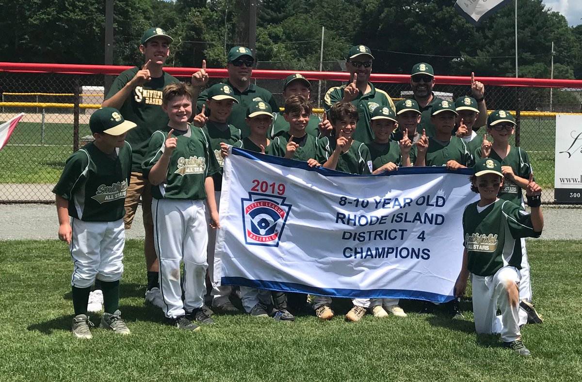 District4RILLB's tweet photo. Congratulations to the @SmithfieldRI @LittleLeague 10-year-old team on winning the RID4 Championship Game. Great job and good luck in the LL State Tournament, boys! https://t.co/2i3uZobZVk