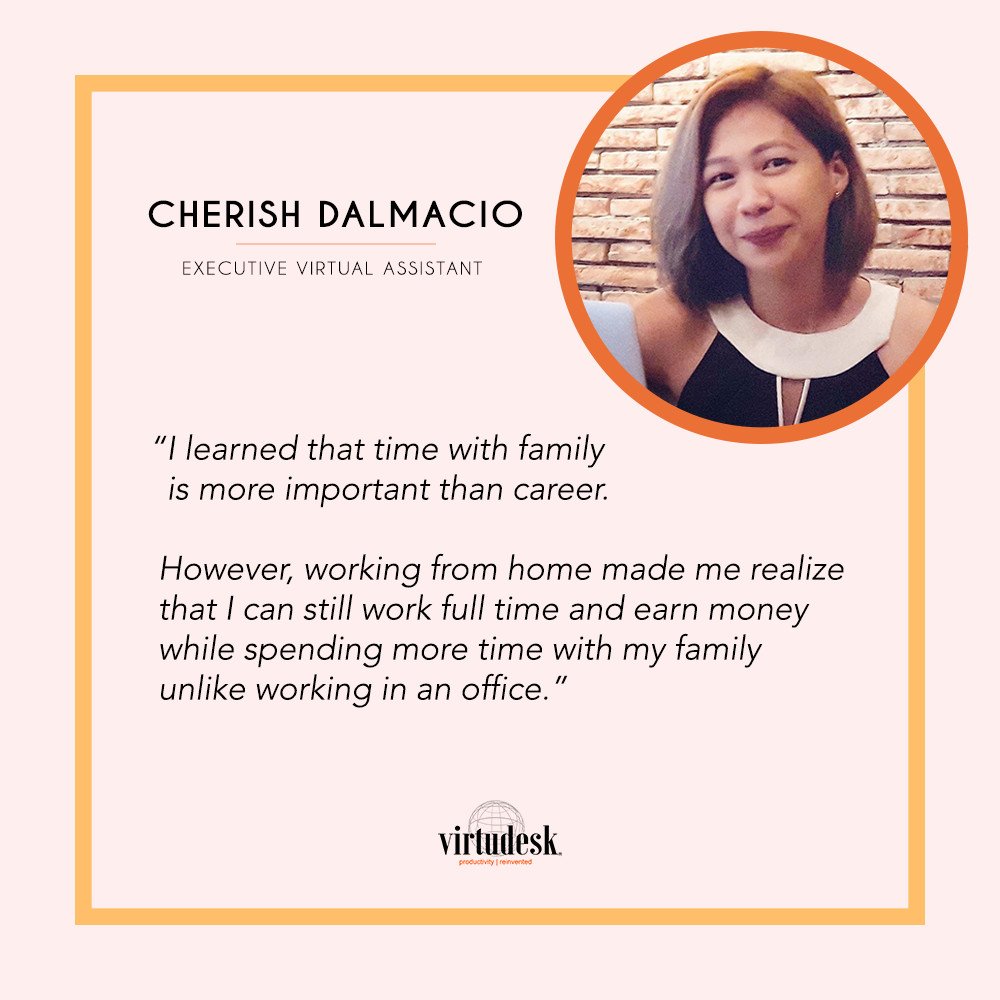 virtudeskph's tweet image. The value of work-life balance is important for any individual. 

Cherish has been with Virtudesk for almost 2 years and in those years, she experienced how working from home can give you the work-life balance you've always wanted. 

#virtudesk
#workfromhome
#vafocus