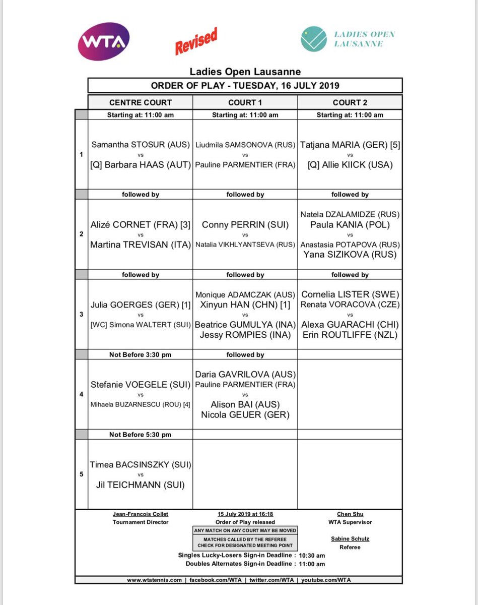 Voici le programme du mardi 16 juillet au Ladies Open Lausanne ! 🔥
Infos et tickets : ladiesopenlausanne.ch