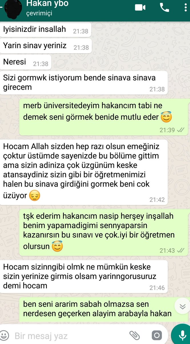 <a href="/bakiersoymhp/">BAKİ ERSOY</a> <a href="/ifarukaksu/">İsmail Faruk Aksu</a> sayın vekilim dün kpss sinavina girdim lakin öğrencimin bana attığı msj okadar çok üzdüki ben susuyorum vekilim siz benim yerimde olsaydaniz ne yapardiniz