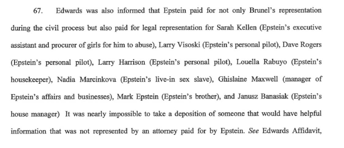 Epstein paid for his and his other friend's *cough Co-conspirator's legal fees.