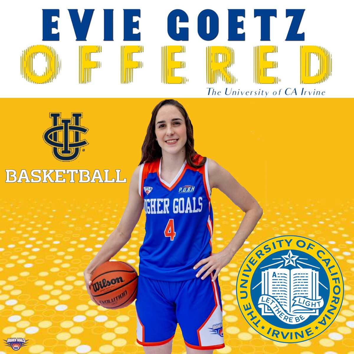 HigherGoalsHoop's tweet photo. Congrats Ev! 

21 Guard @eviegoetz picks up an offer from Cal Irvine!

Way to work, Ev. 

Thnx for the ❤❤ @UCIwbb 

#HGPROUD 💙🧡 https://t.co/TpINVphJ4Y