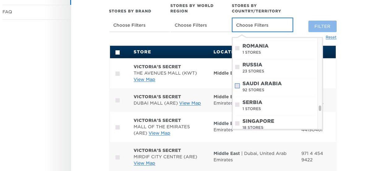 Shares of L Brands, founded by Epstein’s longtime client & friend Leslie Wexner, tumbled by more than four percent. https://observer.com/2019/07/jeffrey-epstein-case-friend-victoria-secret-leslie-wexner-lost-53m/International Map: L Brands - 92 stores in Saudi Arabia. https://www.lb.com/international/international-mapStore Directory. https://www.lb.com/international/store-directory
