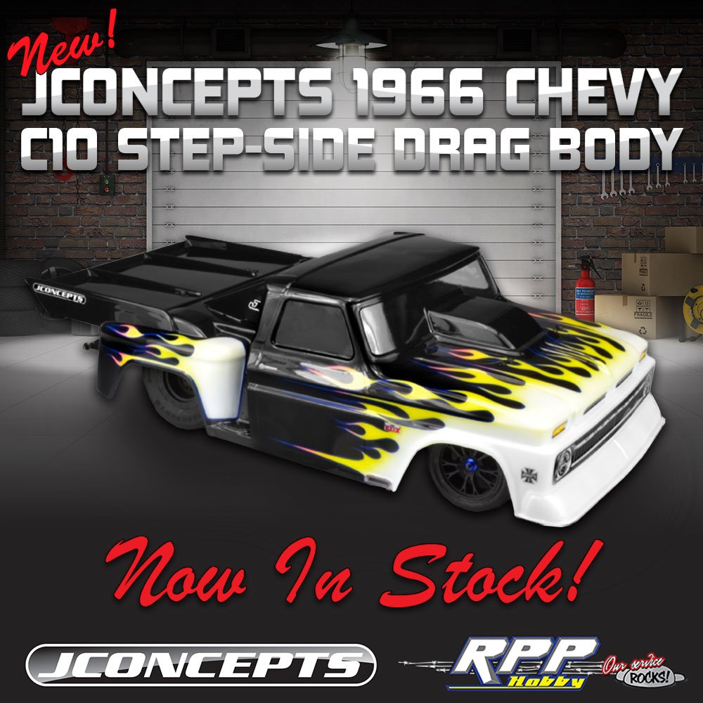 RPPHobby's tweet photo. NEW JConcepts 1966 Chevy C10 Step-Side Drag Body - In Stock!
https://t.co/mSvU4nePXL
#rpphobby #jconcepts #chevy #1966 #stepside #rc #rctruck #chevytruck #drag #scaleadventure https://t.co/jzBm0aC4BV