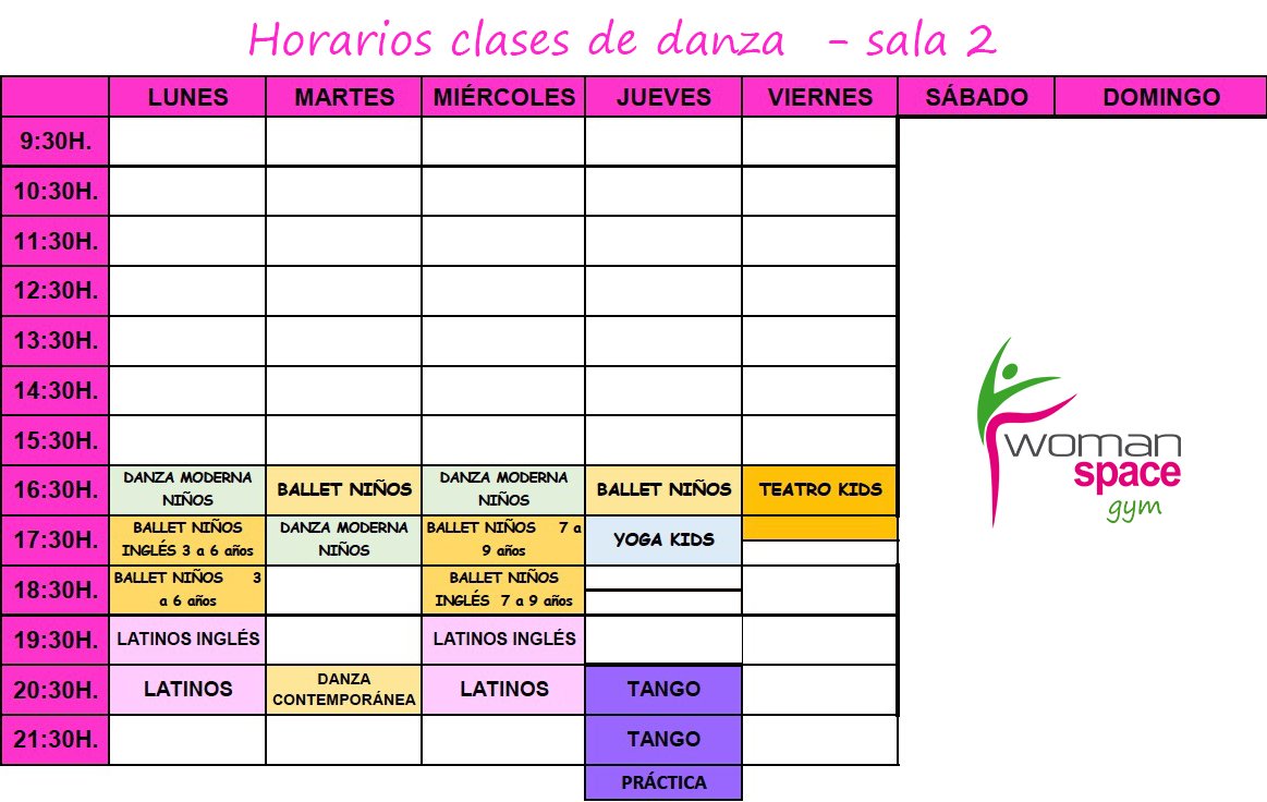 WomanSpaceGym's tweet photo. Para Septiembre
Nuestro horario de clases de Danza - Sala 2
infórmate : 91 411 90 51
#clasesdebaile,#clasesdetango,#clasesdesalsa,#clases,#clasesdeballet,#barriosalamanca,#gimnasiofemenino,#gimnasioenmadrid,#clasesdebaile,#clasesdebaileparaniños. https://t.co/NgYY7vGXx8