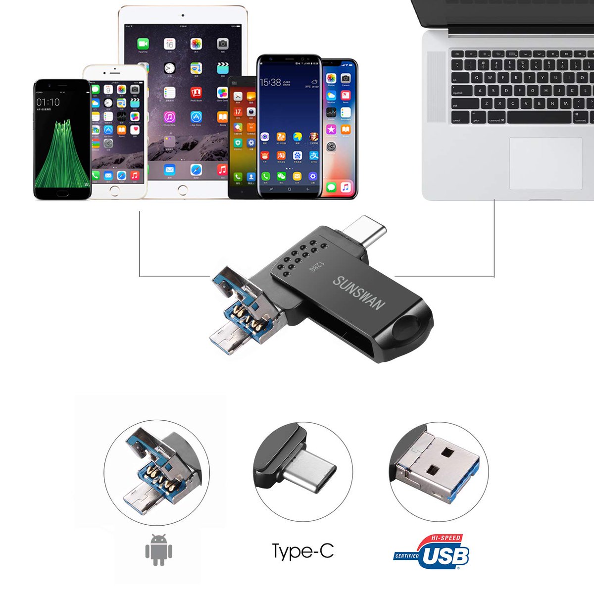 SuchACheapskate's tweet image. 128GB USB3.0 Flash Drive Android Photo Stick, #USBC Memory Stick and #USBMicro Dual Plug 

#SUNSWAN Apply to New #MacBook USB Type-C Interface #Android and #Computer 

Was: $55.99 | Now: $27.99
amzn.to/2lzpZmr