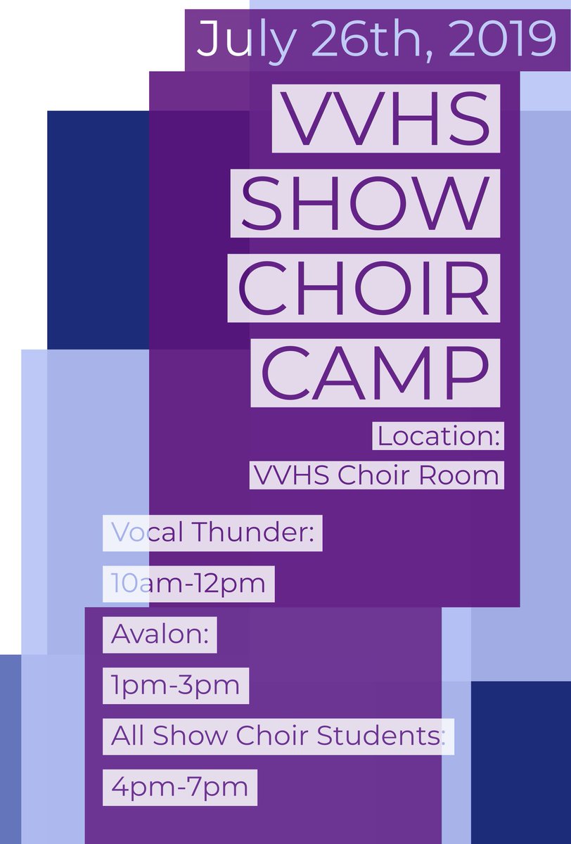 vvhs_choir's tweet photo. Show Choir Camp is July 26th!! Spread the word!! https://t.co/nWOBetZklC