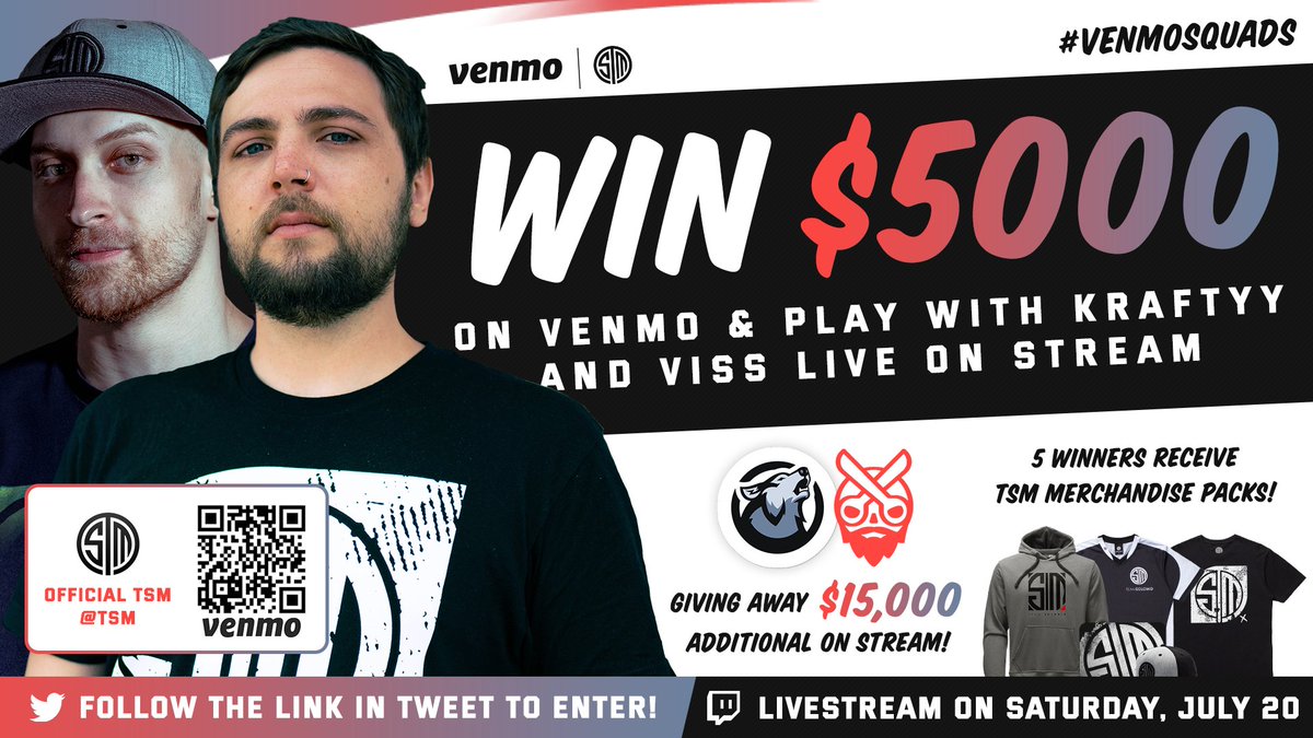 RealKraftyy's tweet photo. Team up with @TSMViss and I in this week's Venmo Squads and you'll also win $5,000 on Venmo! Download Venmo and enter here for a chance to win: https://t.co/TeijIhAGbq #ad https://t.co/ls0xWsxhPU